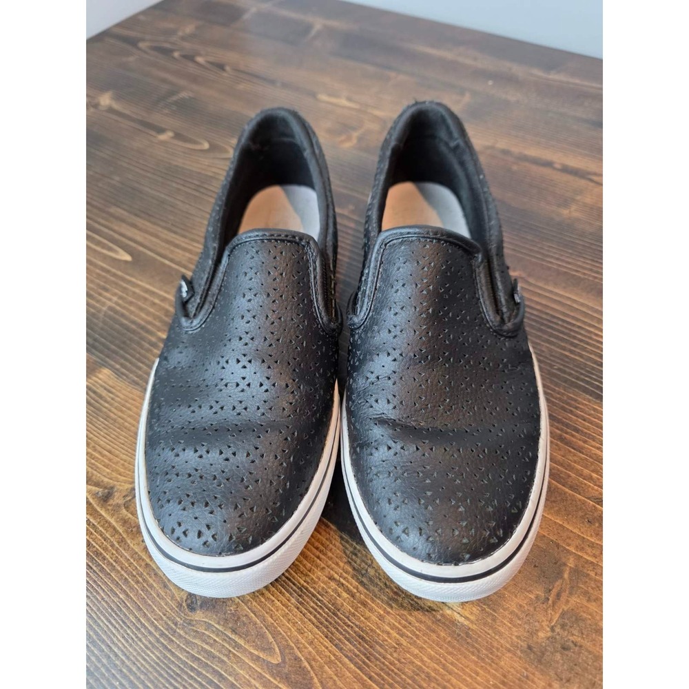 VANS Women's Sneakers Size 8.5 UK 6 Black Leather Slip On Skate Shoes‎ 721356 - Picture 9 of 13
